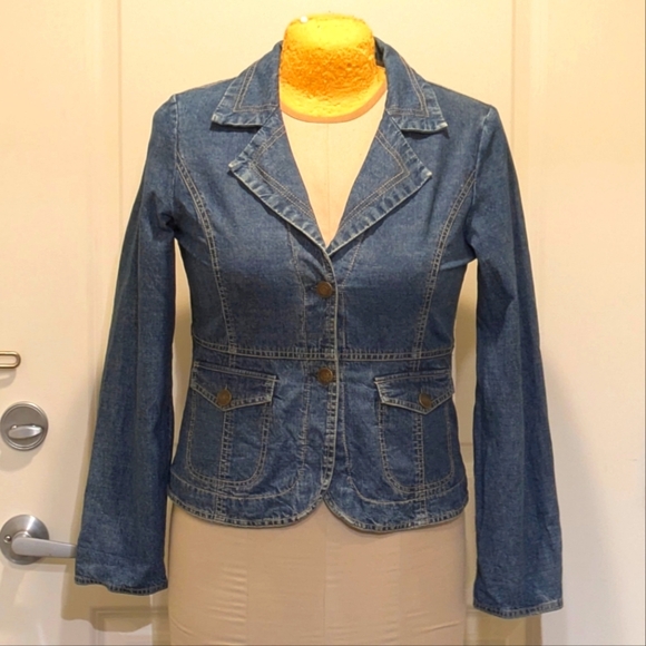 EUC Y2K Jessica Sport 10 Cotton Denim Crop Jacket - Picture 1 of 6
